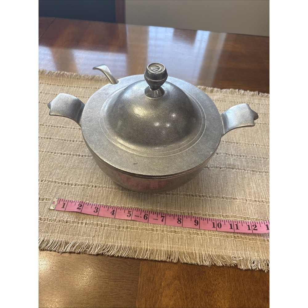 Vintage Carson Freeport Pewter Soup Tureen with Ladle 2 Quart